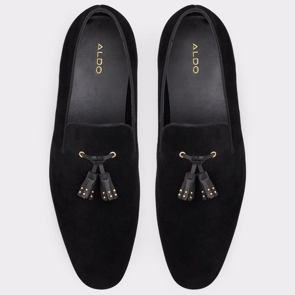 NWOB Aldo Croham Black Suede Tassel Loafer